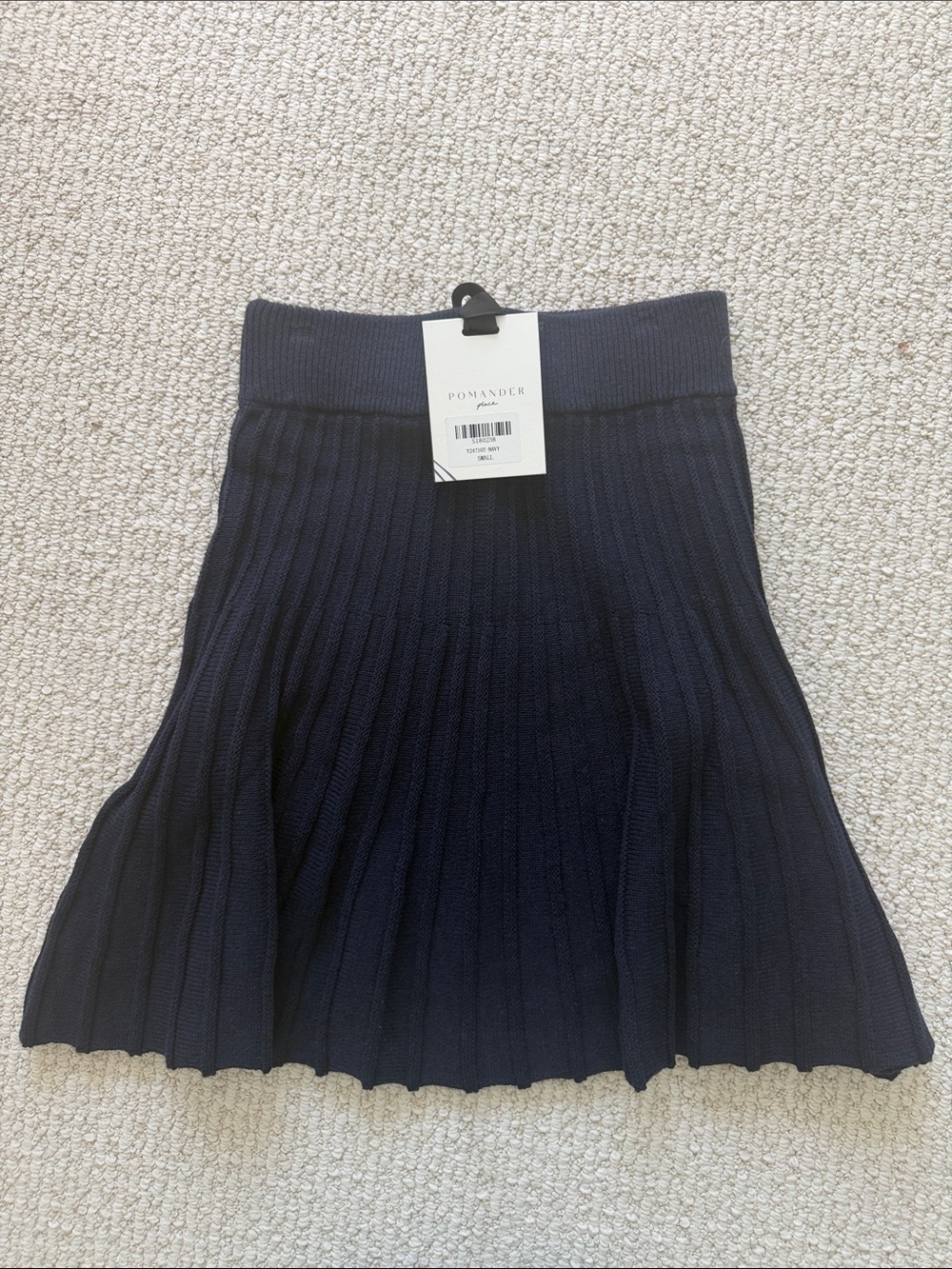 Pomander Place - Tuckernuck - Navy Pleated Knit A-Line Skirt NWT